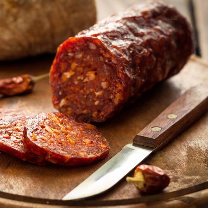 Lamb Pepperoni Mild | 100% pure Lamb, no additives, antibiotics-free. Elevate your culinary experience with the rich and wholesome flavours of premium lamb!